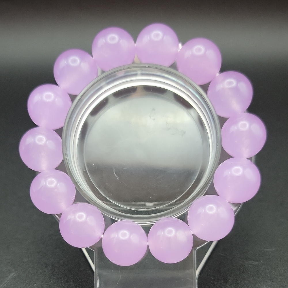 14mm Natural Pink Purple Alexandrite Gemstone Round Beads Stretch Bracelet 6"